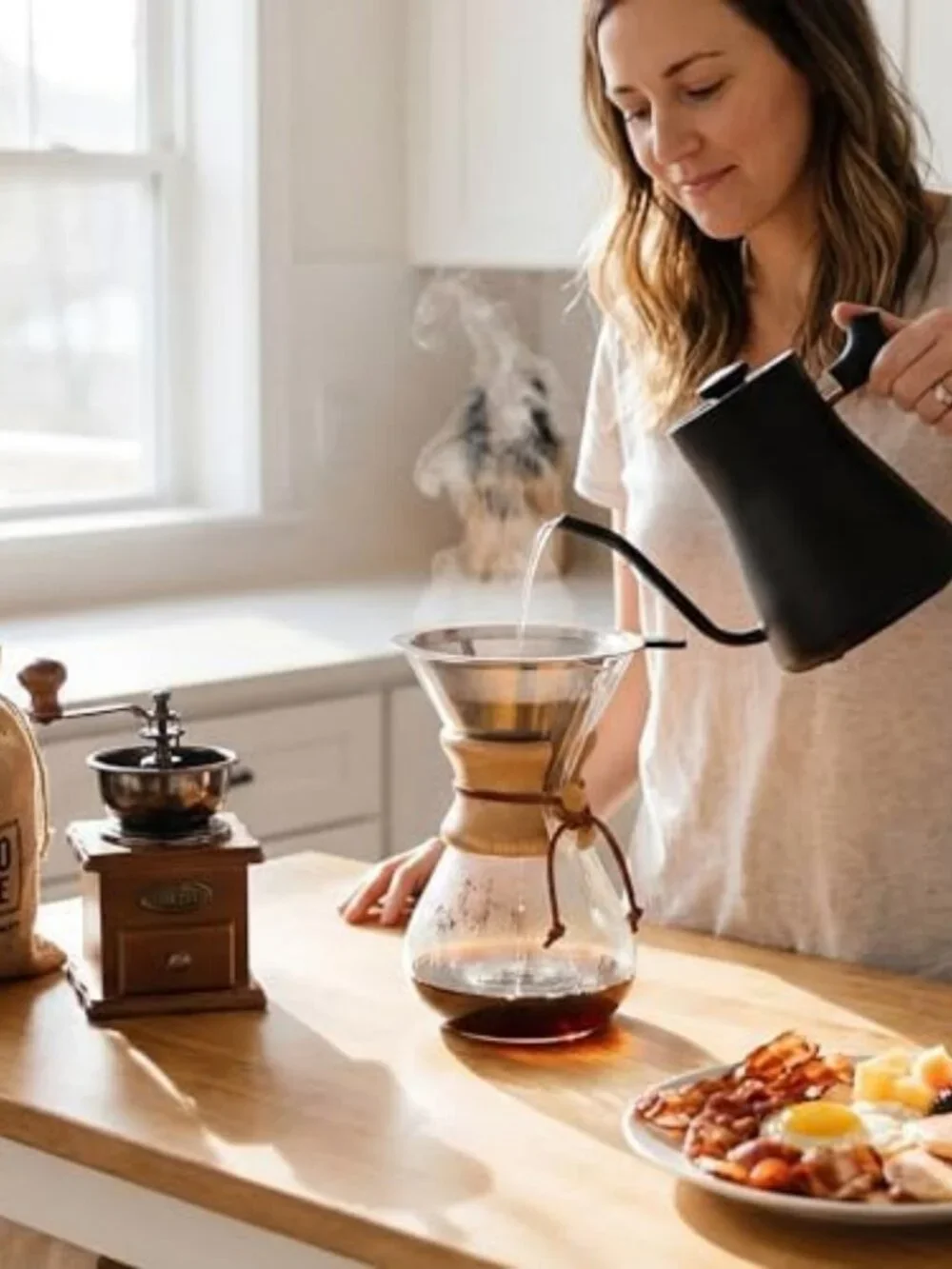 Classic 34oz Pour Over Coffee Maker Set - 304 Stainless Steel Filter, Easy Brew